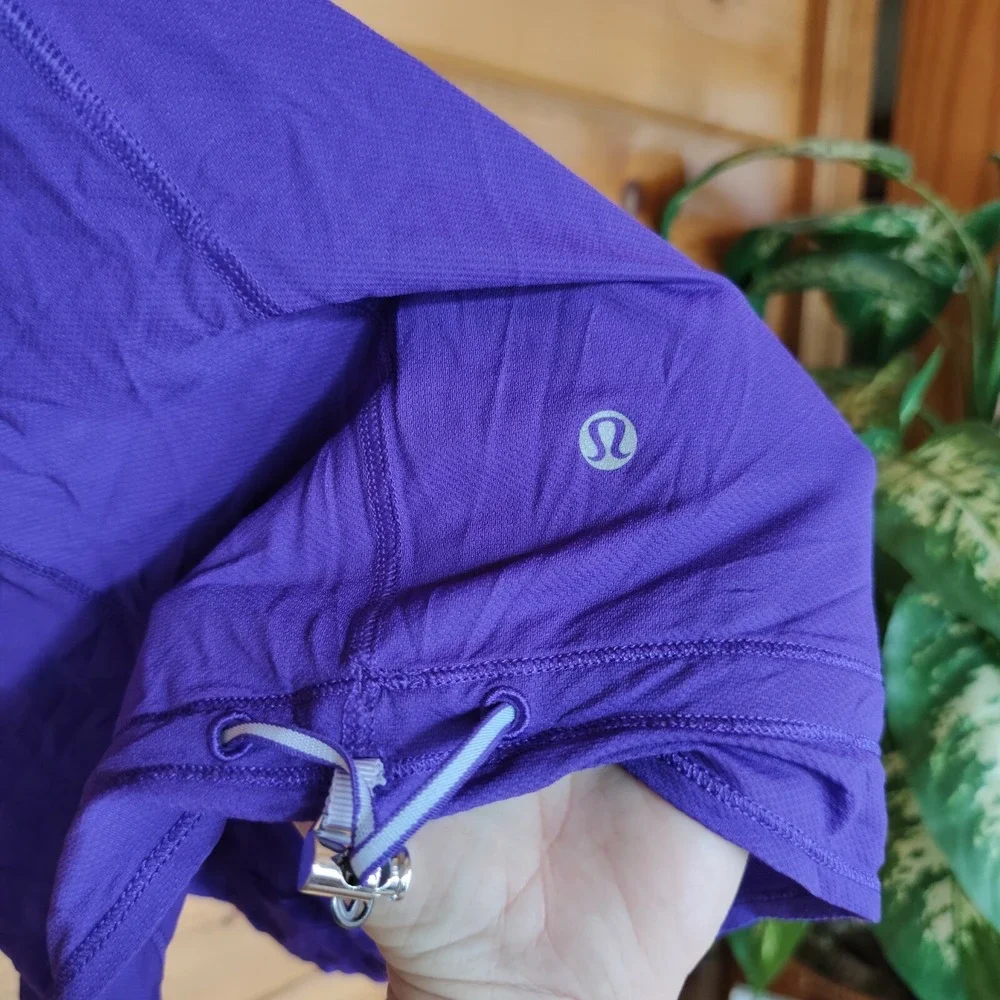 Lululemon Run Ta Ta‎ Topper Athletic Tank Top Cinch Waist Purple Stripes Size 4